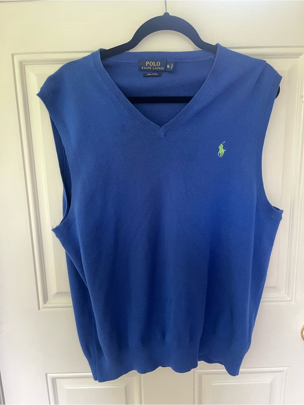 Polo Ralph Lauren Blue Sweater Vest XL Pima Cotton Preppy Golf Classic V Neck